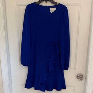 Rare Editions Cobalt Blue Girls Dress with Ruffle Detail